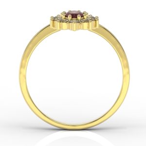 Pierścionek z żółtego złota z rubinem i cyrkoniami AP-1830Z-RUB/C