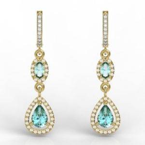 Kolczyki z żółtego złota z topazem i diamentami BP-44Z-R