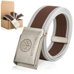 Pasek parciany Betlewski braz-bialy 20
