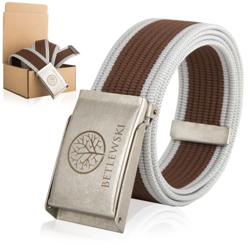 Pasek parciany Betlewski braz-bialy 20