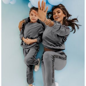 Welurowy dres dziecięcy z taśmami DIPSY - szary