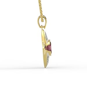 Wisiorek z żółtego złota z rubinem i diamentami 0,06 ct wzór APWm-80Z-R