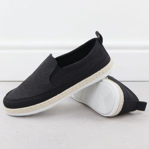 Półbuty męskie espadryle wsuwane czarne Nowacki 0017-T