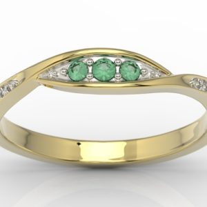 Pierścionek z żółtego złota ze szmaragdami i brylantami AP-97Z-R