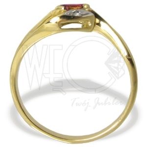 Pierścionek z żółtego złota z granatem i diamentami JP-34Z-R