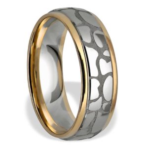 Obrączka z białego palladowego i żółtego złota ŁN-04BZ-k