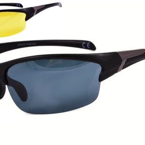 Sportowe okulary z dwoma soczewkami polaryzacyjnymi czarna i zolta - drs-50c2