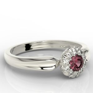 Pierścionek z białego złota z rubinem i cyrkoniami AP-42B-C