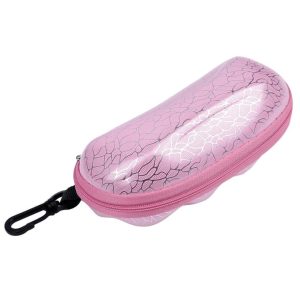 Różowe etui okularowe futerał na zamek z karabińczykiem ETC-96B