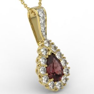 Wisiorek z żółtego złota z granatem i diamentami APW-29Z-R