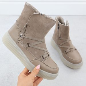 Skórzane botki damskie beżowe Filippo DBT7162