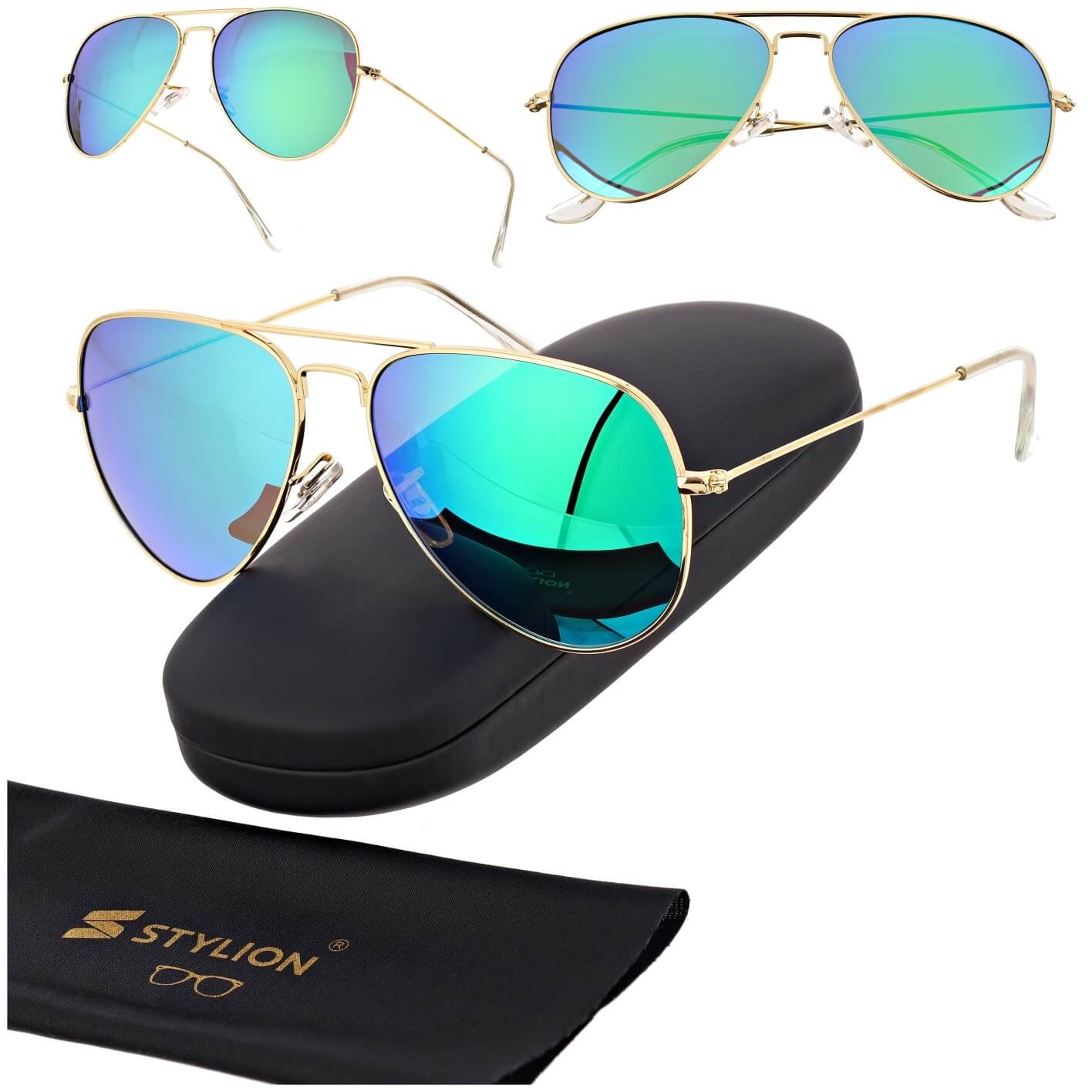 Okulary przeciwsłoneczne z polaryzacją pilotki POL-3026D złoty/zielony