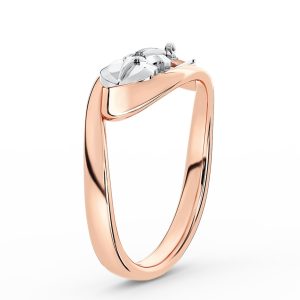 Pierścionek w kształcie skrzypiec z różowego i białego złota z diamentem BP-1302PB