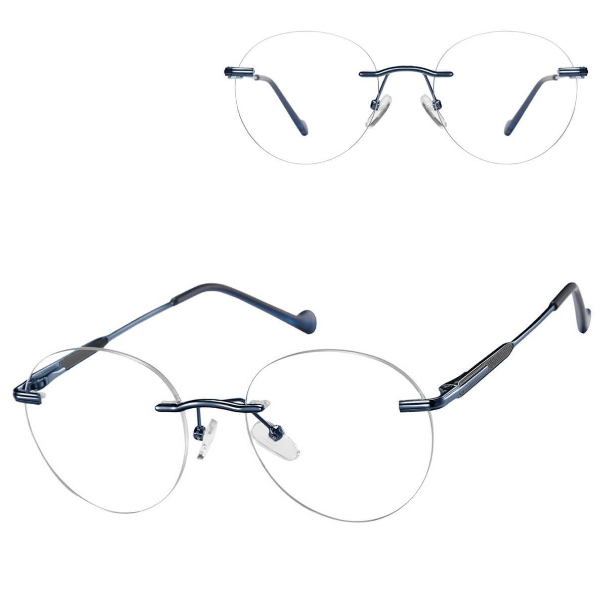 Bezramkowe oprawki korekcyjne okulary zerówki patentki na teleskopach 870E granatowy