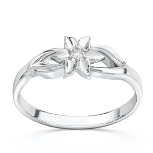 Komplet - Pierścionek, kolczyki i wisiorek z białego złota z diamentami BP-14B/BP-15B ZESTAW