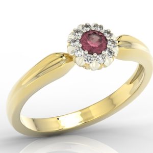 Pierścionek z żółtego i białego złota z rubinem i cyrkoniami AP-42ZB-C