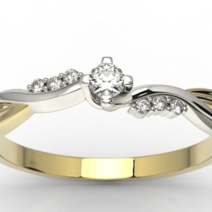 Pierścionek zaręczynowy z żółtego i białego złota z diamentami 0,11 ct wzór AP-7011ZB
