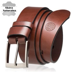 Pasek skórzany BETLEWSKI LIC40 w pudełku - brązowy