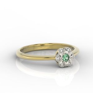 Pierścionek z żółtego i białego złota ze szmaragdem i diamentami JP-87ZB