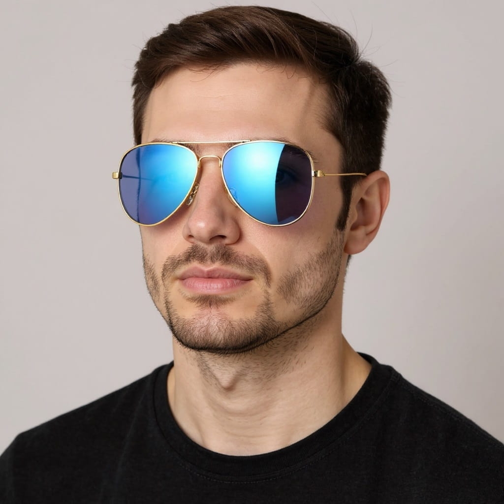 Okulary przeciwsłoneczne z polaryzacją pilotki POL-3026F srebrny/niebieski