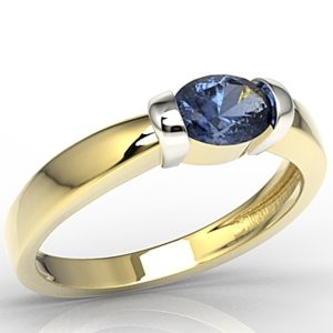 Pierścionek z żółtego i białego złota z szafir AP-67ZB-SZA