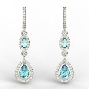 Kolczyki z białego złota z topazem i diamentami BP-44B