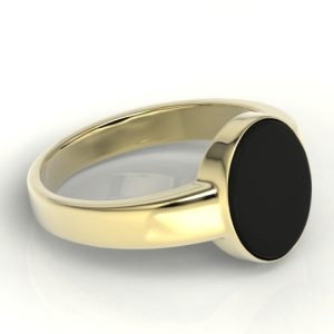 Sygnet ze złota typ "Szkocki" z owalną płytką onyksową SJ-20Z-ONYX
