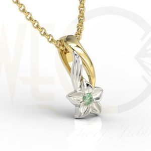 Komplet - Pierścionek, kolczyki i wisiorek z żółtego i białego złota ze szmaragdem BP-14/BP-15ZB ZESTAW