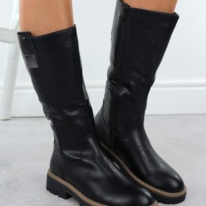 Kozaki na platformie damskie czarne Jezzi ASA259-9