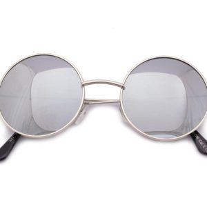 Lenonki srebrne lustrzane przeciwsłoneczne hippie retro 447A