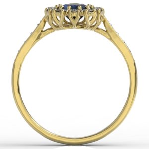 Pierścionek z żółtego złota z szafirem i diamentami 0,48 ct wzór AP-29Z-R