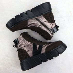 Botki damskie na grubej podeszwie brązowe Vinceza 26-58562