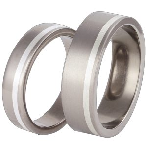 Obrączka z tytanu i paskiem srebra SWTS-33/5-m