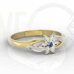 Zestaw - Pierścionek, kolczyki i wisiorek z żółtego i białego złota z szafirem BP-14ZB/BP-15ZB ZESTAW