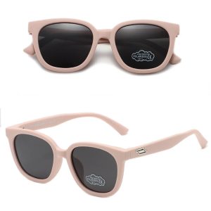 Dziecięce 5-9 lat gumowe okulary przeciwsłoneczne polaryzacyjne POL-JR-66D pudrowy róż
