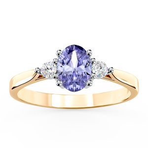 Pierścionek zaręczynowy z żółtego i białego złota z tanzanitem i brylantami AP-31ZB