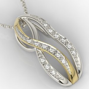 Wisiorek z białego i żółtego złota z diamentami LPW-69BZ