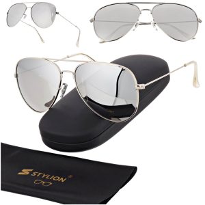 Okulary przeciwsłoneczne z polaryzacją pilotki POL-3026B srebrne