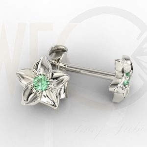 Komplet - Pierścionek, kolczyki i wisiorek z białego złota ze szmaragdami BP-14B/BP-15B ZEST