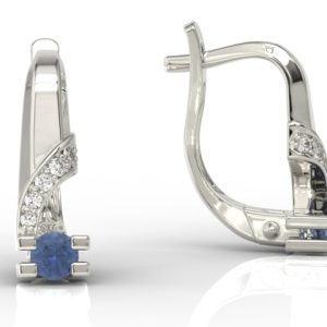 Kolczyki z białego złota z szafirami i diamentami JPK-66B