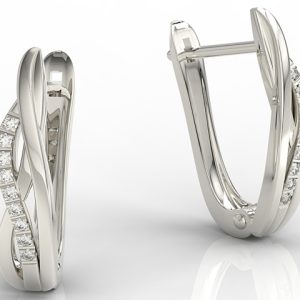 Kolczyki z białego złota z model LPK-73B diamentami 0,09 ct