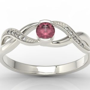 Pierścionek z białego złota z rubinem i diamentami BP-39B