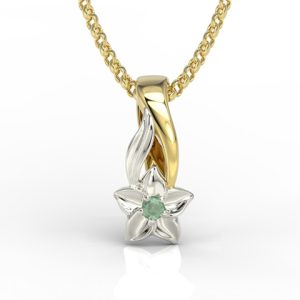 Wisiorek z żółtego i białego złota ze szmaragdem BPW-15ZB