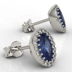 Kolczyki z białego złota z szafirami i diamentami APK-49B