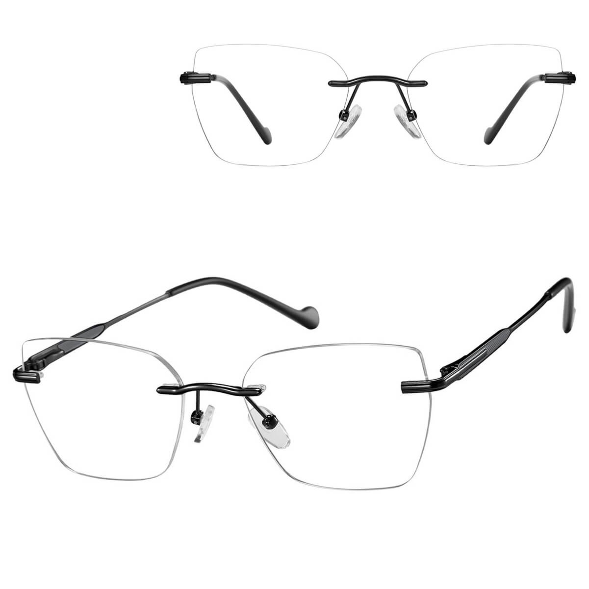 Bezramkowe oprawki korekcyjne okulary zerówki patentki na teleskopach 872C czarny