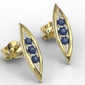 Kolczyki z żółtego złota z szafirami APK-97Z-R