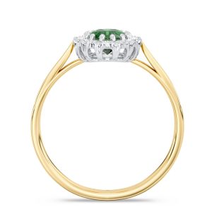Pierścionek markiza z żółtego i białego złota ze szmaragdem i diamentami 0,21 ct wzór BP-12ZB