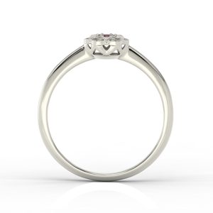 Pierścionek z białego złota z rubinem i diamentami JP-87B