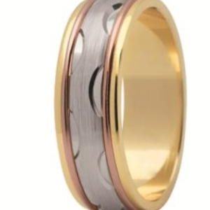 Obrączka z żółtego, białego i czerwonego złota ST-179ZBC-m