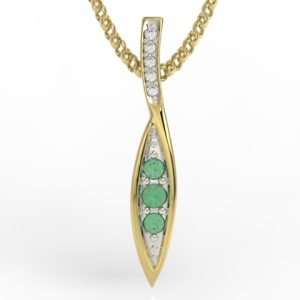 Wisiorek z żółtego złota ze szmaragdami i diamentami APW-97Z-R